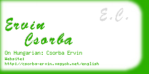 ervin csorba business card